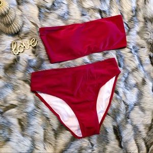 NEW High Waist Bandeau Bikini - Red / L